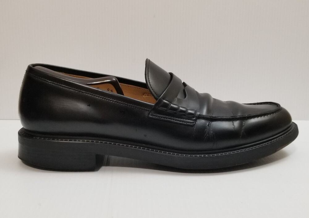 Santoni Mens Black Leather Made in Italy Slip On Penny Loafer UK 9.5 F | US 10.5